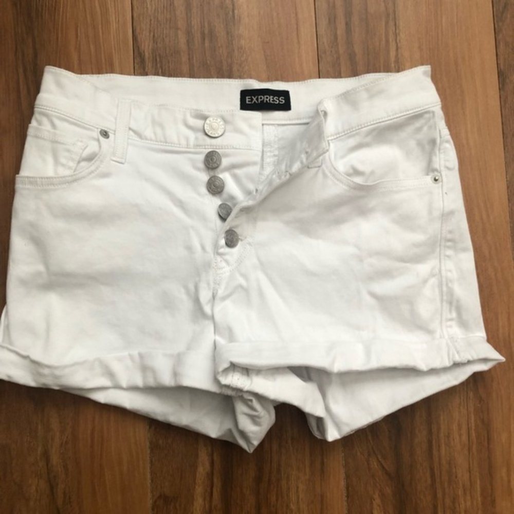Express Button-fly White Shorts